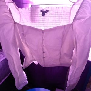 (SOLD)(ROMANTIC WHITE PEASANT CROP-TOP BLOUSE